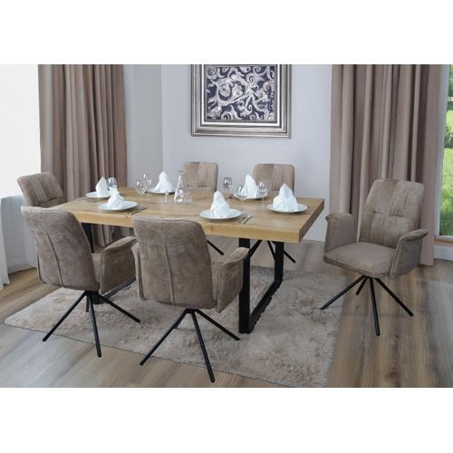 Lot De 6 Chaises De Salle à Manger Hwc-n99 Chenille Marron Clair