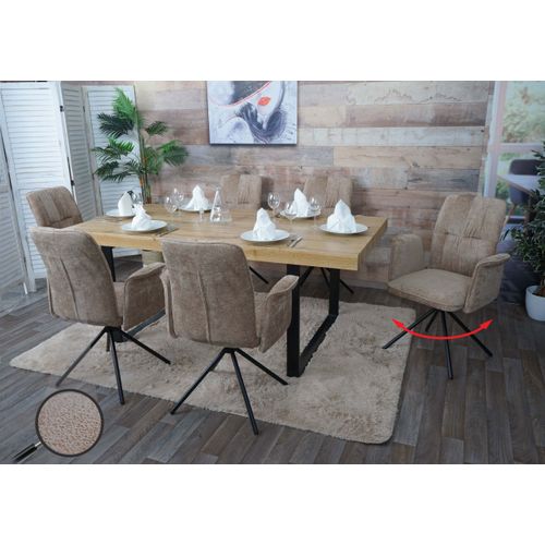 Lot De 6 Chaises De Salle à Manger Hwc-n99 Chenille Marron Clair
