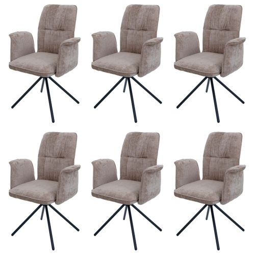 Lot De 6 Chaises De Salle à Manger Hwc-n99 Chenille Marron Clair