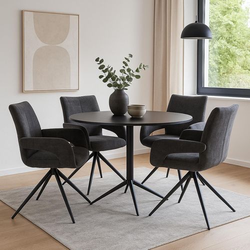 Chaise De Salle à Manger Hwc-o78 Chenille (310 G/m²) Gris Foncé