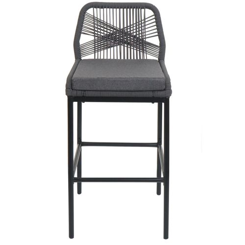 Lot De 2 Tabourets De Bar Rope Hwc-o21 Anthracite, Coussin Gris Foncé