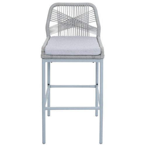 Lot De 2 Tabourets De Bar Rope Hwc-o21 Gris Clair, Coussin Gris Clair
