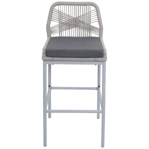 Lot De 2 Tabourets De Bar Rope Hwc-o21 Gris Clair, Coussin Gris Foncé