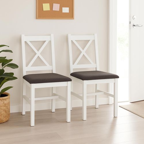 Lot De 2 Chaises De Salle à Manger Hwc-f77 Blanches, Rembourrage Gris