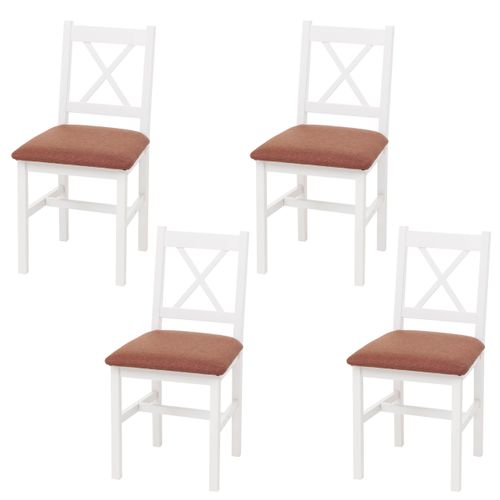 Lot De 4 Chaises De Salle à Manger Hwc-f77 Blanches, Rembourrage Terre-cuite
