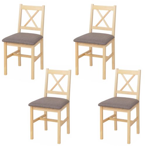 Lot De 4 Chaises De Salle à Manger Hwc-f77 Naturel Rembourrage Gris