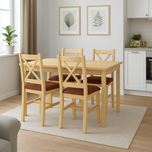 Lot De 4 Chaises De Salle à Manger Hwc-f77 Naturel, Rembourrage Terre-cuite
