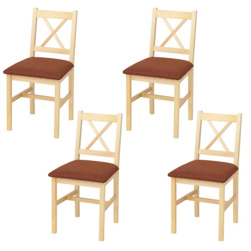 Lot De 4 Chaises De Salle à Manger Hwc-f77 Naturel, Rembourrage Terre-cuite