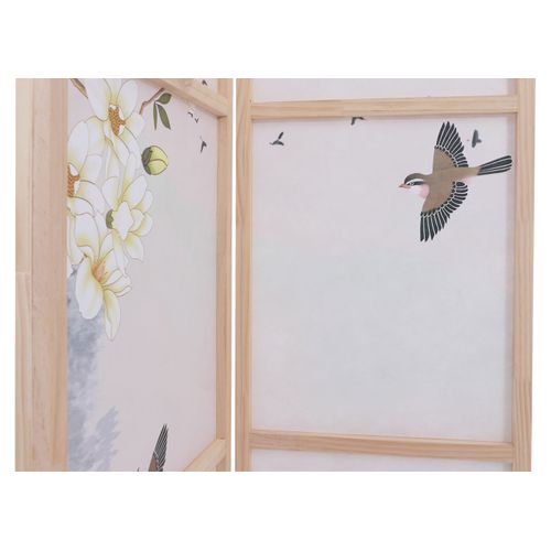 Paravent Hwc-o70 Bois Mvg Polyéthylène 170x137cm Paysage Fluvial