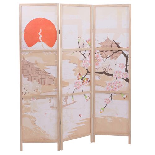 Paravent Hwc-o70 Bois Mvg Polyéthylène 170x137cm Fleurs De Cerisier