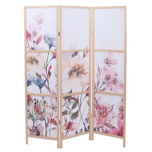 Paravent Hwc-o70 Bois Mvg Polyéthylène 170x137cm Fleurs