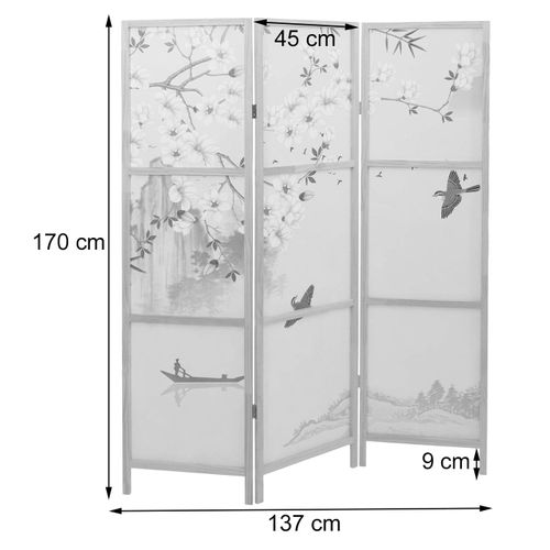 Paravent Hwc-o70 Bois Mvg Polyéthylène 170x137cm Fleurs