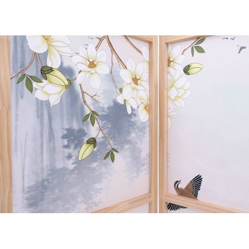 Paravent Hwc-o70 Bois Mvg Polyéthylène 170x227cm Paysage Fluvial