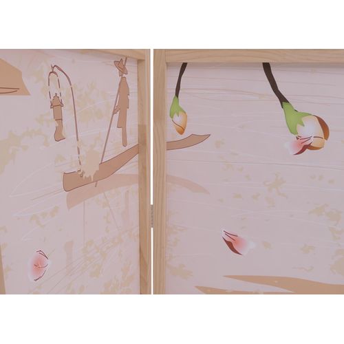 Paravent Hwc-o70 Bois Mvg Polyéthylène 170x227cm Fleurs De Cerisier