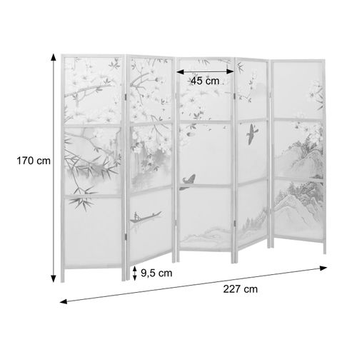 Paravent Hwc-o70 Bois Mvg Polyéthylène 170x227cm Fleurs De Cerisier