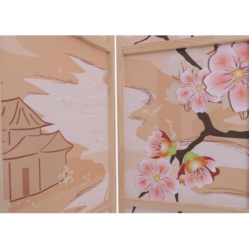Paravent Hwc-o70 Bois Mvg Polyéthylène 170x227cm Fleurs De Cerisier