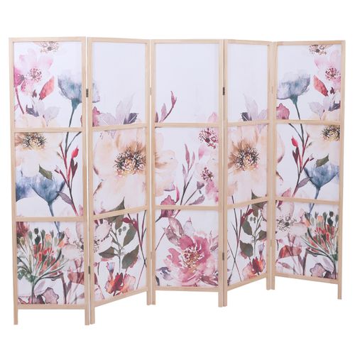 Paravent Hwc-o70 Bois Mvg Polyéthylène 170x227cm Fleurs