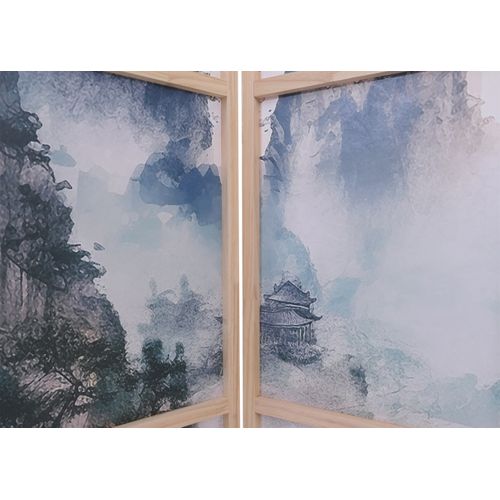 Paravent Hwc-o70 Bois Mvg Polyéthylène 170x227cm Montagnes