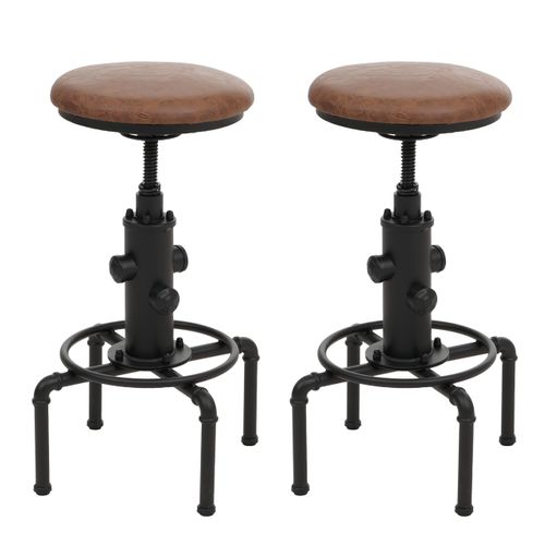 Lot De 2 Tabourets De Bar Hwc-n23 Marron