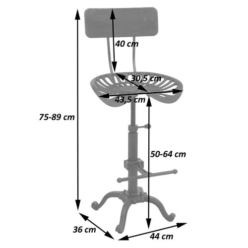 Tabouret De Bar Hwc-n26 Industrial Métal Rouge