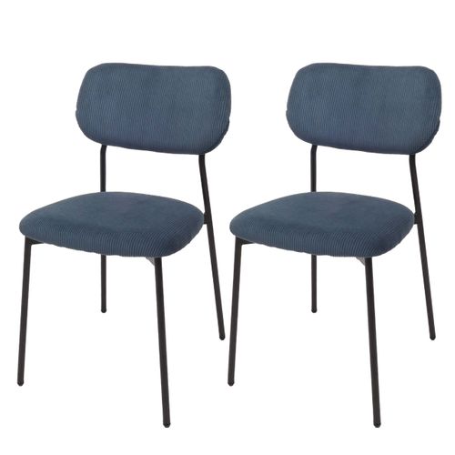 Lot De 2 Chaises De Salle à Manger Hwc-o26 Cord (330g/m²) Tissu/textile Métal Bleu