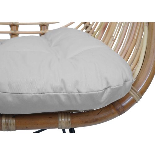 Chaise De Salle à Manger Hwc-p17 Kubu Rotin Métal Rembourrage Crème