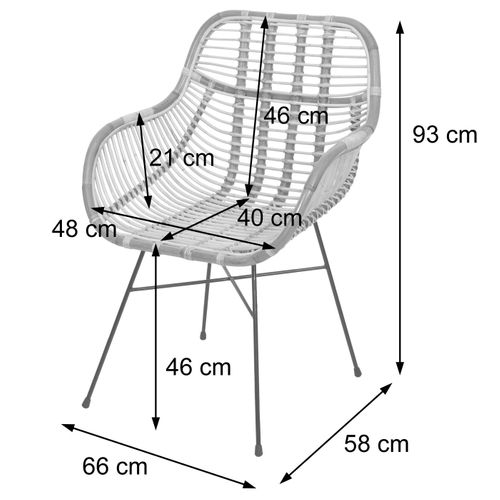 Chaise De Salle à Manger Hwc-p17 Kubu Rotin Métal Rembourrage Marron