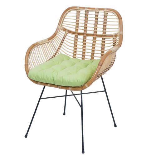 Chaise De Salle à Manger Hwc-p17 Kubu Rotin Métal Rembourrage Vert
