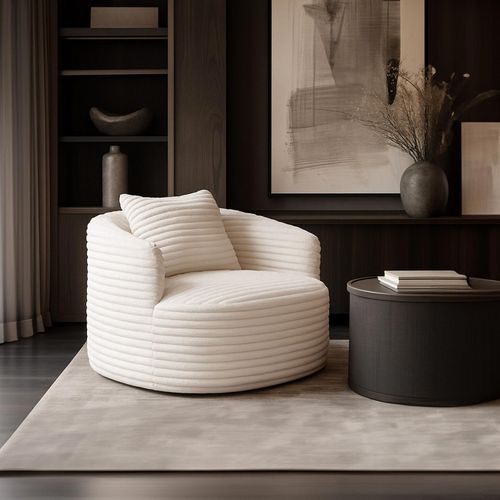 Fauteuil Hwc-p18 Tissu/textile Cord (370 G/m²) Blanc