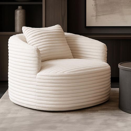 Fauteuil Hwc-p18 Tissu/textile Cord (370 G/m²) Blanc