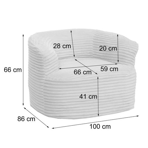 Fauteuil Hwc-p18 Tissu/textile Cord (370 G/m²) Blanc