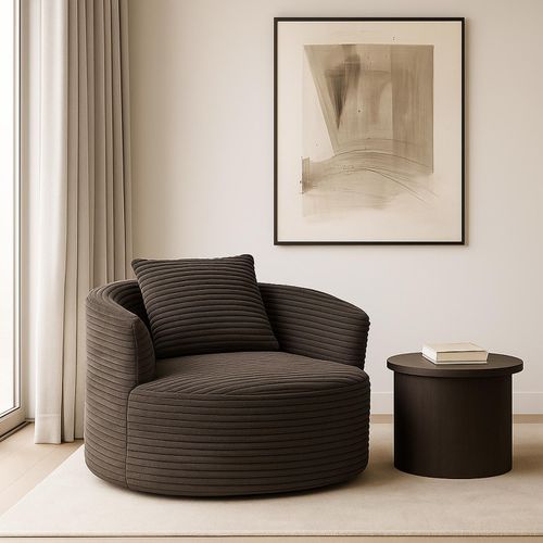 Fauteuil Hwc-p18 Tissu/textile Cord (370 G/m²) Marron