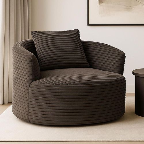 Fauteuil Hwc-p18 Tissu/textile Cord (370 G/m²) Marron