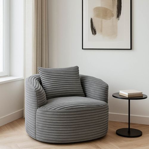 Fauteuil Hwc-p18 Tissu/textile Cord (370 G/m²) Gris Clair