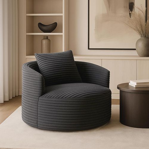 Fauteuil Hwc-p18 Tissu/textile Cord (370 G/m²) Gris Foncé