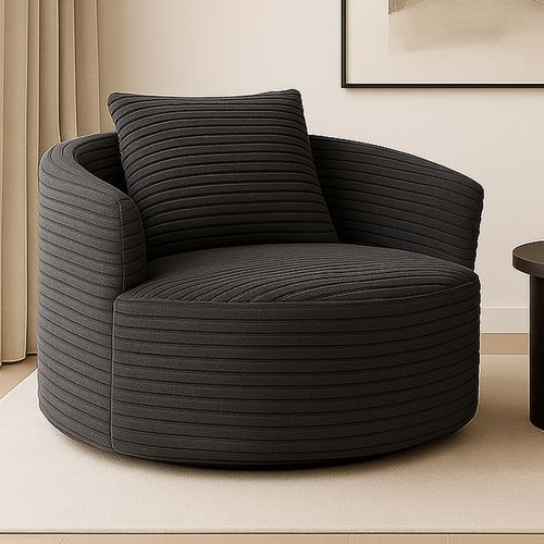 Fauteuil Hwc-p18 Tissu/textile Cord (370 G/m²) Gris Foncé