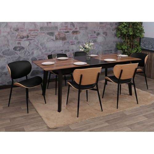 Lot De 6 Chaises De Salle à Manger Hwc-o45 280g/m² Naturel, Noir