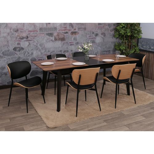 Lot De 6 Chaises De Salle à Manger Hwc-o45 280g/m² Naturel, Noir