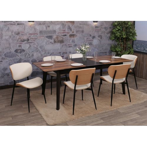 Lot De 6 Chaises De Salle à Manger Hwc-o45 280g/m² Naturel, Blanc