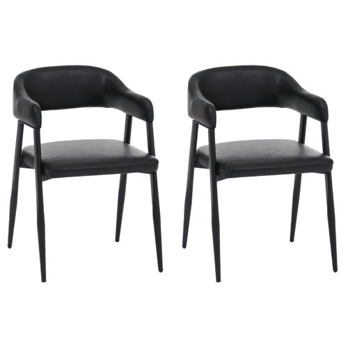 Lot De 2 Chaises De Salle à Manger Hwc-p29 En Similicuir Noir