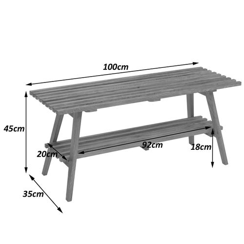 Banc De Vestiaire Hwc-p56 45x100x35cm, Bois Massif Chêne