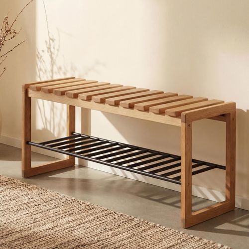 Banc De Vestiaire  Hwc-p57 45x88x30cm, Bois Massif Chêne