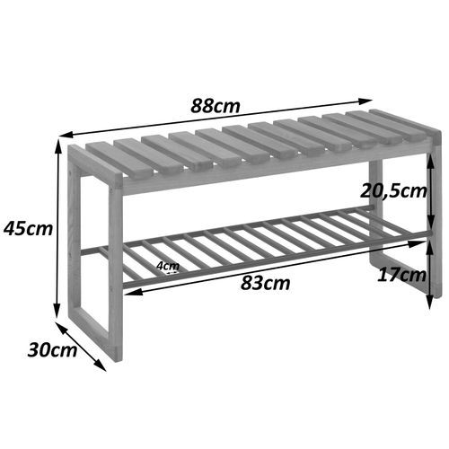 Banc De Vestiaire  Hwc-p57 45x88x30cm, Bois Massif Chêne