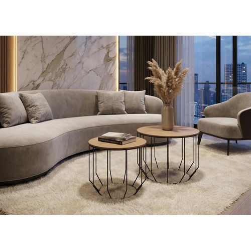 Lot De 2 Tables Basses Hwc-p58 Chêne