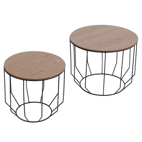 Lot De 2 Tables Basses Hwc-p58 Chêne