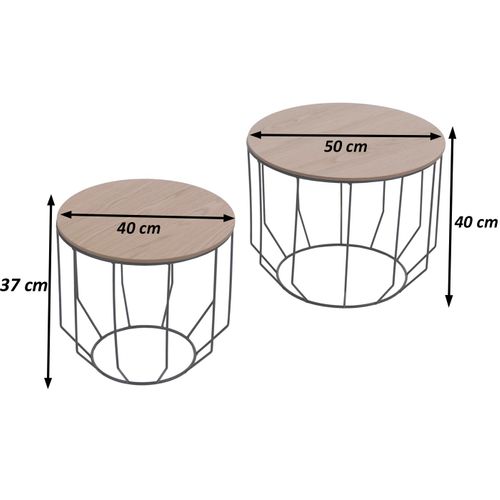 Lot De 2 Tables Basses Hwc-p58 Chêne