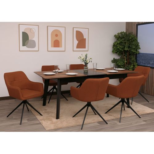 Lot De 6 Chaises De Salle à Manger Hwc-o47 Tissu 270 G/m² Terre-cuite