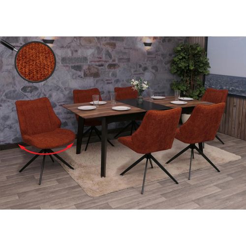 Lot De 6 Chaises De Salle à Manger Hwc-o48 Chenille (320g/m²)   Brun Rouge