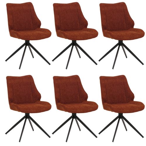 Lot De 6 Chaises De Salle à Manger Hwc-o48 Chenille (320g/m²)   Brun Rouge