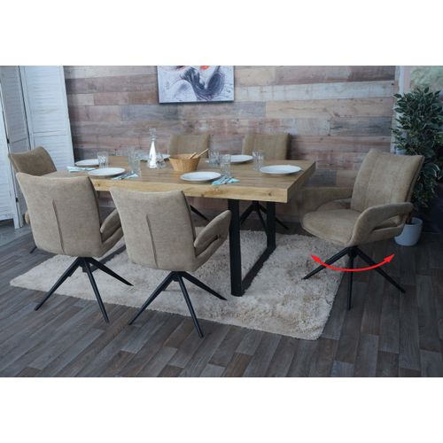 Lot De 6 Chaises De Salle à Manger Hwc-o78 Chenille (310 G/m²) Marron Clair